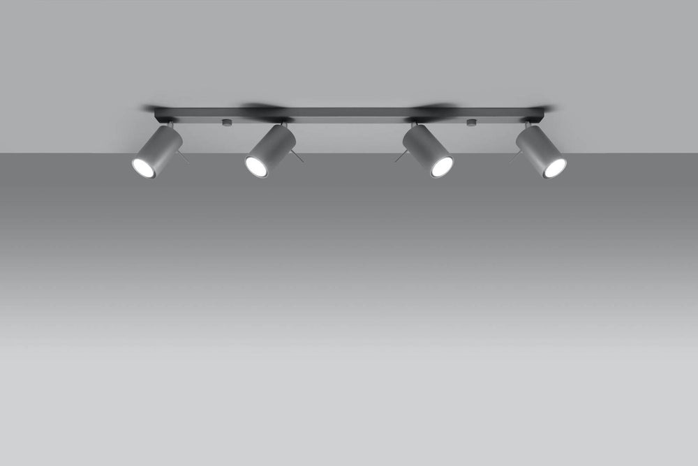 Led plafondspot grijs ring - 4x gu10, ip20, 220-240v ac, 80 cri, 104mm length