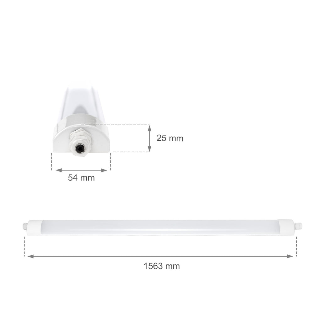 Spectrum LED-armatur 150cm 45W 4000K IP65 5150 lumen tak- eller pendelmontering Vit