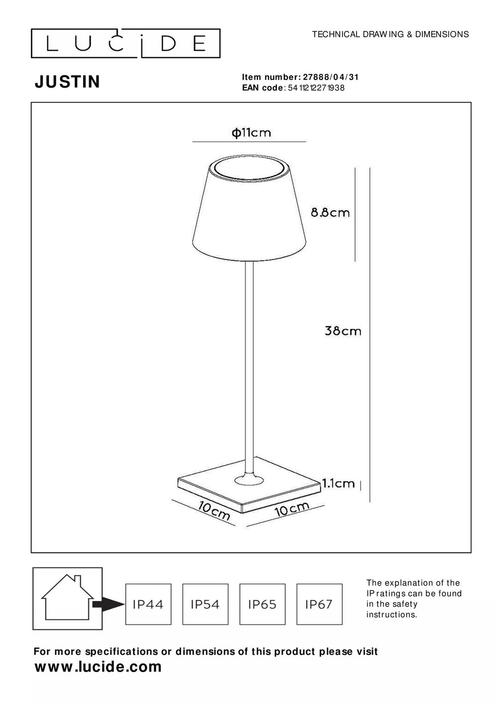 Lucide LED-lampa 1521 användbara lumen, 3000K, 10,5W, 1250W ersättning, aluminium matt guld