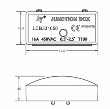LCB junction box with terminal block 3-core 0.25mm² to 2.5mm² IP44, 220-240V, CE RoHS certified