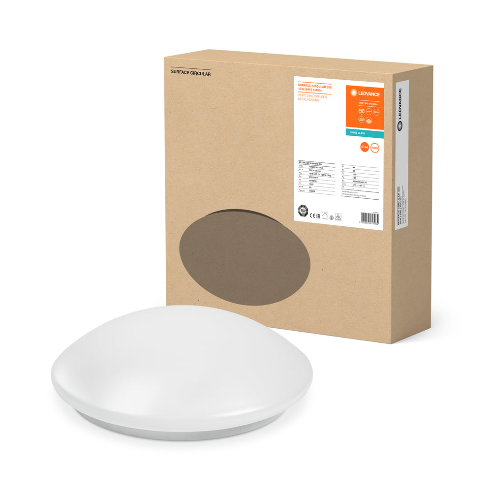 LED Bulkhead Ytmonterad Rund Ø400 Vit 24W 1920 lumen 3000K IP44 för inomhus- och utomhusbelysning