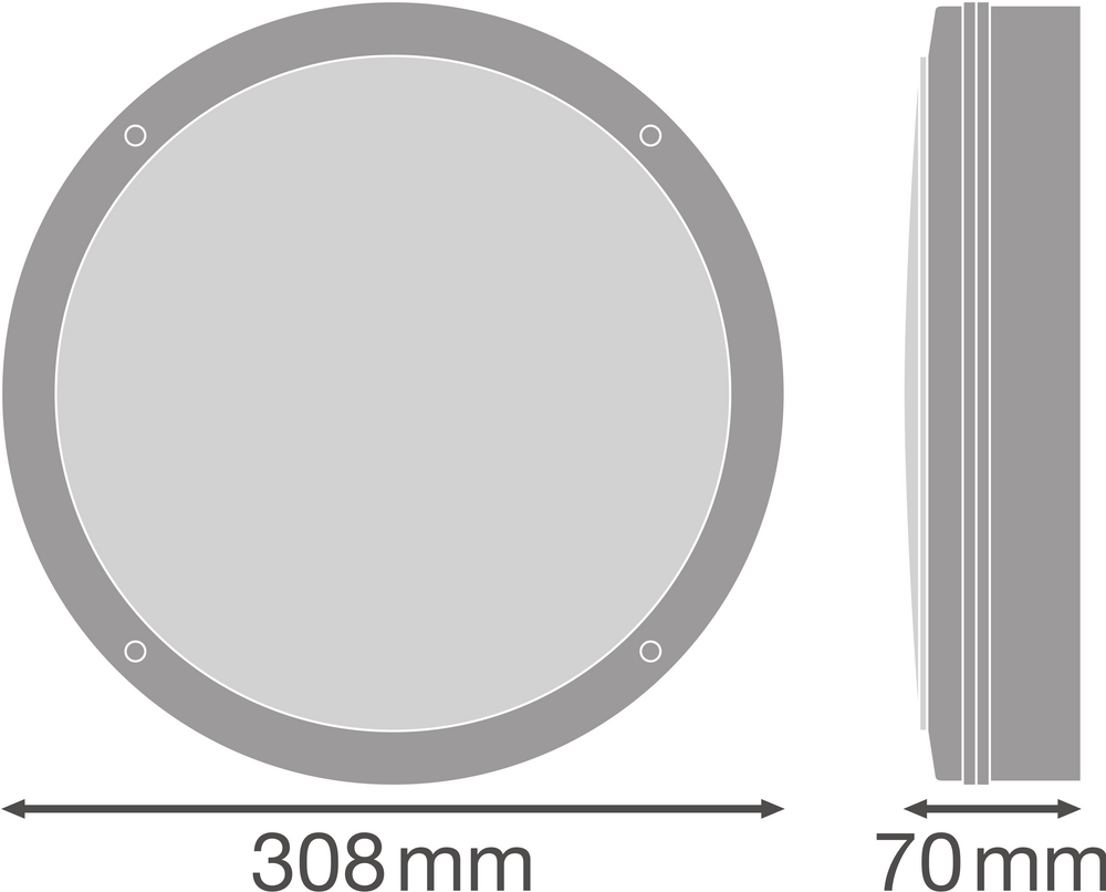 LED Bulkhead Ytmonterad Lampa 300mm Vit, 15W 1400 lumen, 4000K Kallvit, IP65