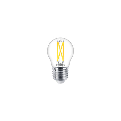 Philips MAS LEDLuster 2.5W E27 P45 Klar glödlampa i glas, 2200K-2700K Warm Glow, 340 lumen, CRI 90, Dimbar