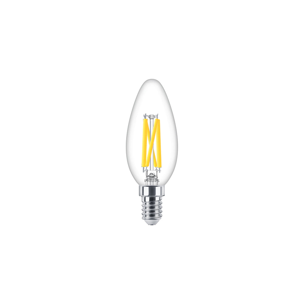 Philips LED Ljuslykta 3.4W E14 B35 Klar Warm Glow 2200-2700K dimbar 470 lumen 90CRI glödlampa i glas