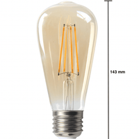 lcb led glödtråds glödlampa e27 st64 6w 2200k extra varmvit ljus