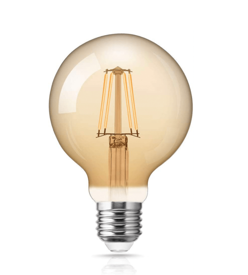 lcb led filamentlampa e27 g125 4w 2200k extra varmvit ljus xl glob