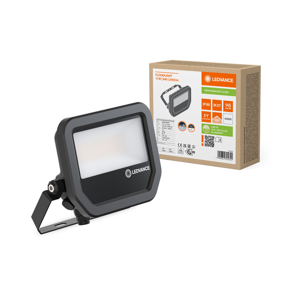 LED strålkastare Aluminium Svart 10.5W 3000K 2400 lumen IP20 IK10 120° strålvinkel hållbar utomhusbelysning