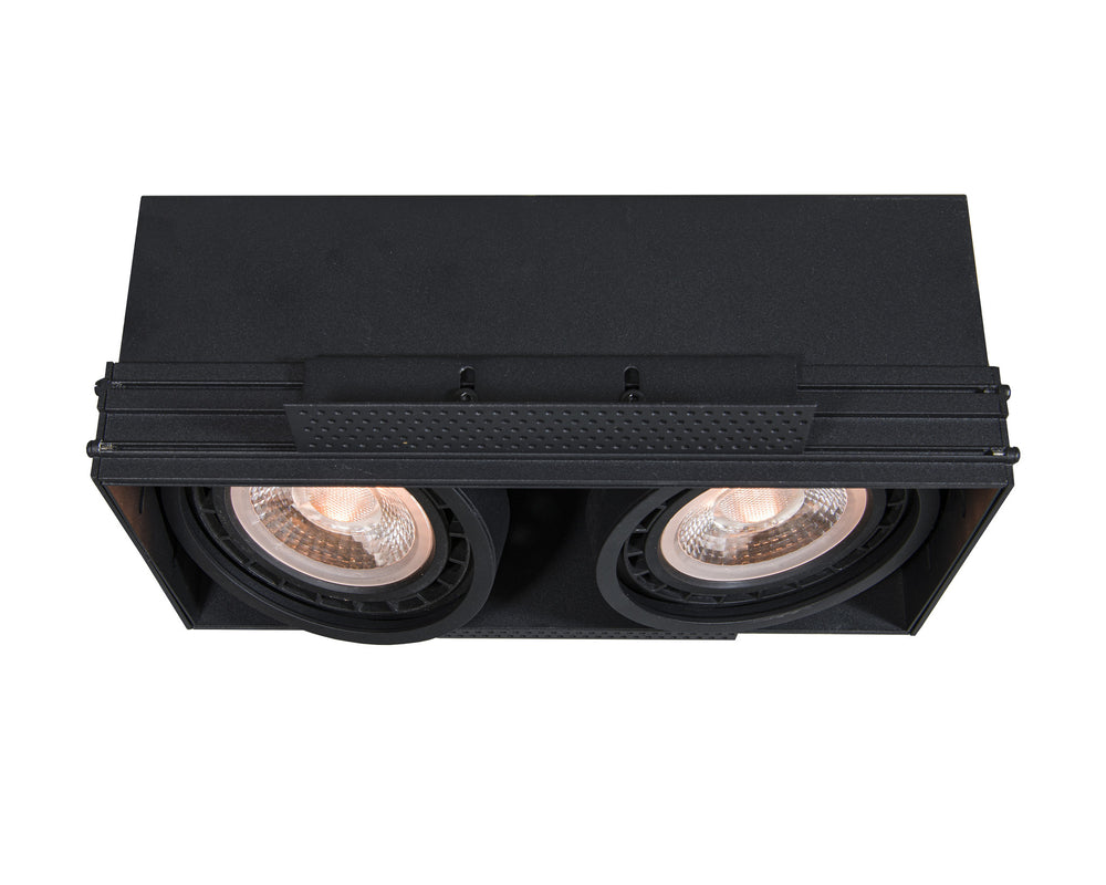 Lucide trimless black recessed spotlight with 2xGU10 fittings for stylish interior lighting