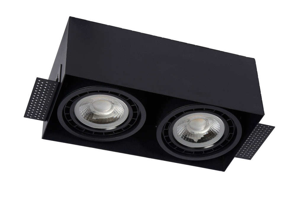 Lucide trimless black recessed spotlight with 2xGU10 fittings for stylish interior lighting