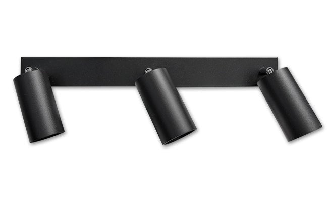 Spectrum LED ceiling spotlight Bardo 3x GU10 matte black with E27 fitting