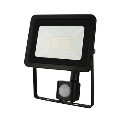 Spectrum LED floodlight with PIR sensor 20W 230V 1700 lumens 3000K IP44 Black housing outdoor use