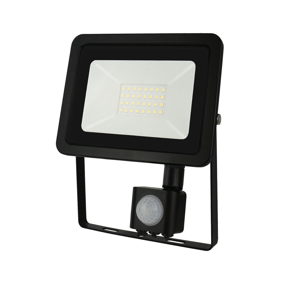 Spectrum LED strålkastare med PIR-sensor, 20W 230V 4000K 1820 lumen IP44 Svart utomhusbelysning