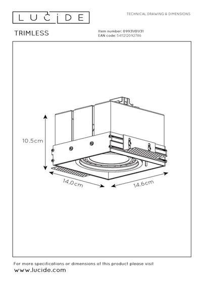 Lucide trimless recessed spotlight 1xGU10 white - perfect for modern LED lighting solutions