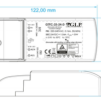 GLP LED strömförsörjning 12V 25W 2.08A dimbar driver för 12V LED-belysning, IP20, CE RoHS certifierad