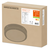LED Vägglampa Bulkhead med Sensor, 10W 800 lumen, 3000K Varmvit, IP65 IK10, Svart Ø250MM