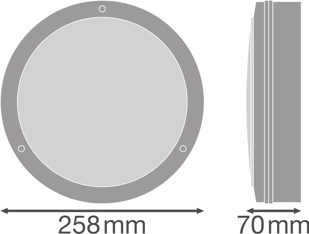 LED Vägglampa Bulkhead med Sensor, 10W 800 lumen, 3000K Varmvit, IP65 IK10, Svart Ø250MM