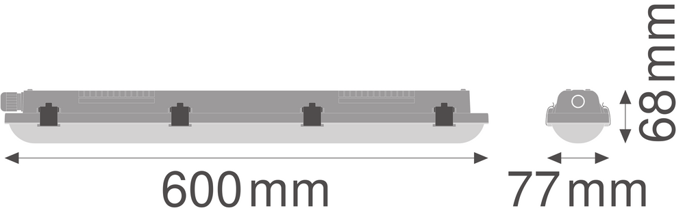 LED vattentät monteringsarmatur 18W 2160 lumen 4000K kallvit 60cm fukttålig
