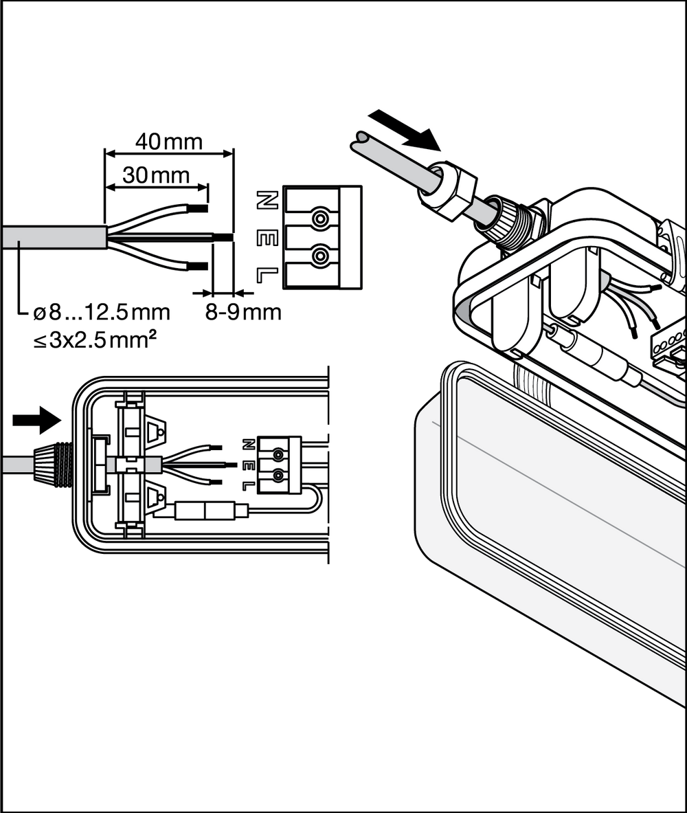 LED vattentät armatur, fukttåligt hölje för 1x150cm LED-rör, hållbar prestanda