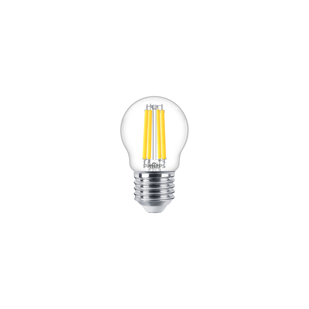 Philips LED P45 Clear Bulb E27 3.4W 40W Equivalent 2700K Warm White 470 lumens CRI 90 Dimmable