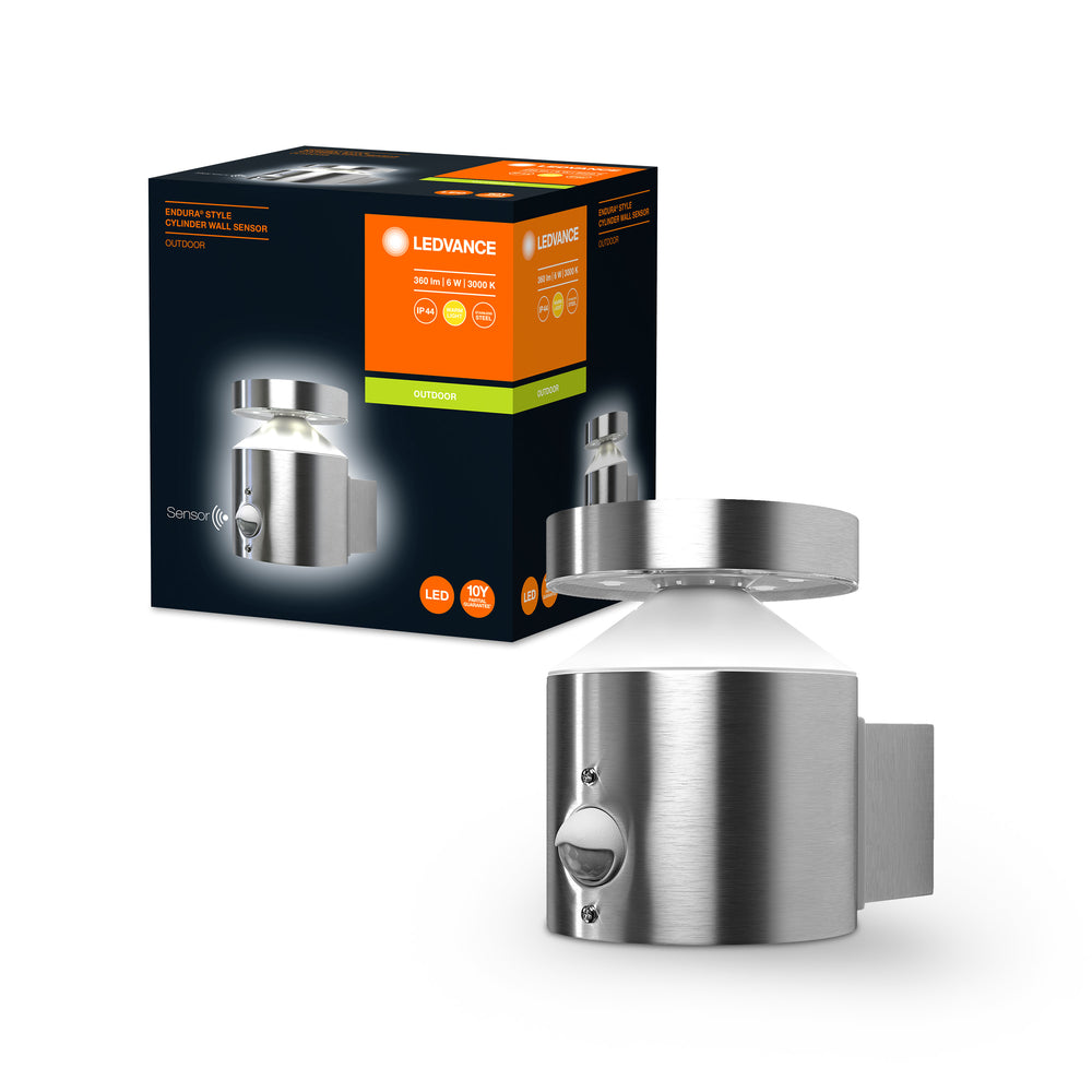 Ledvance ENDURA Style Cylinder Väggsensor LED Utomhusbelysning 6W 3000K Rostfritt Stål IP44