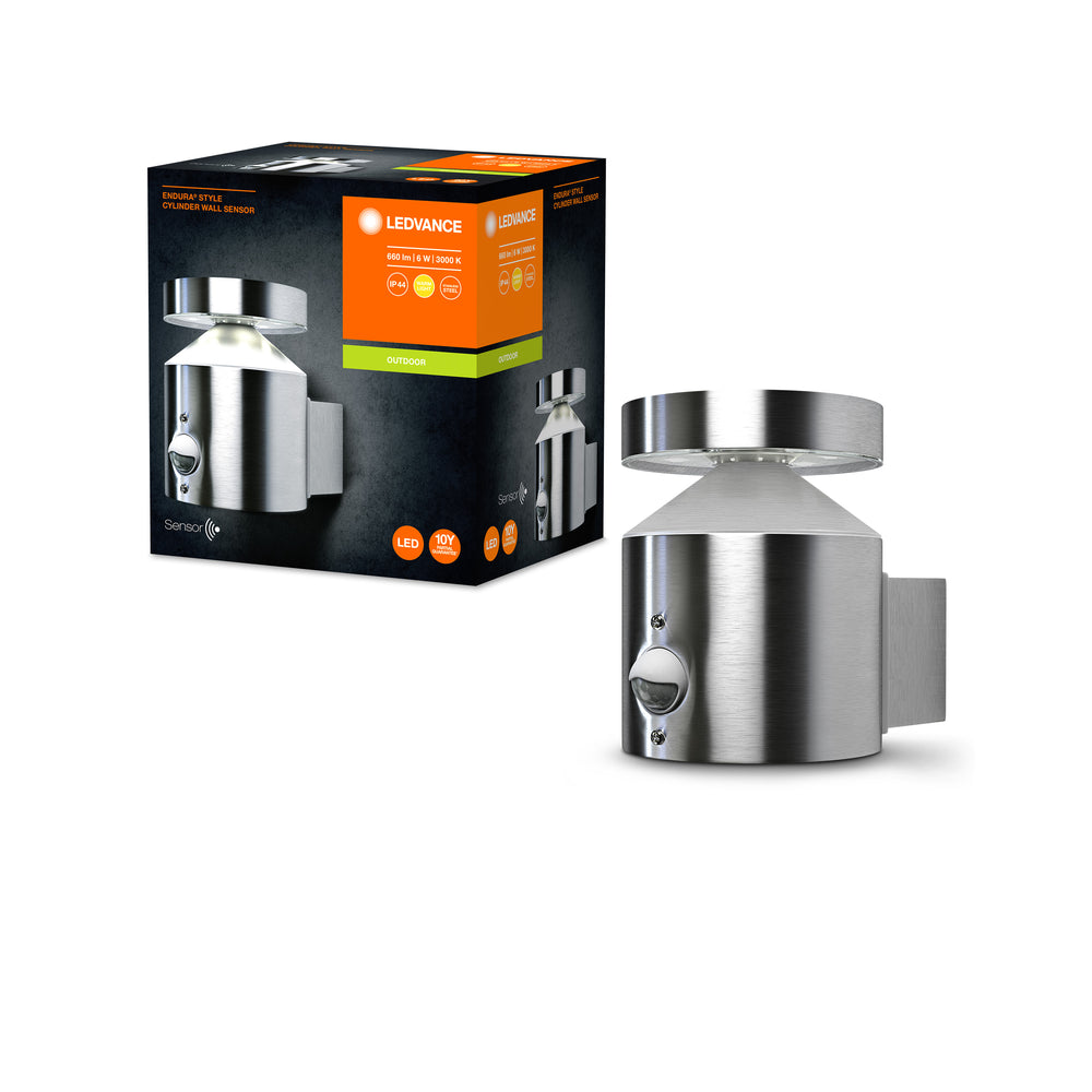 Ledvance ENDURA Style Cylinder Väggsensor LED Utomhusbelysning 6W 3000K Rostfritt Stål IP44