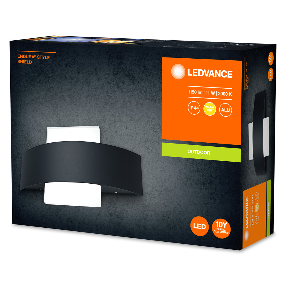 Ledvance ENDURA Style Shield Square LED Vägglampa 11W 3000K Mörkgrå IP44 IK05 Utomhus Ytmontering