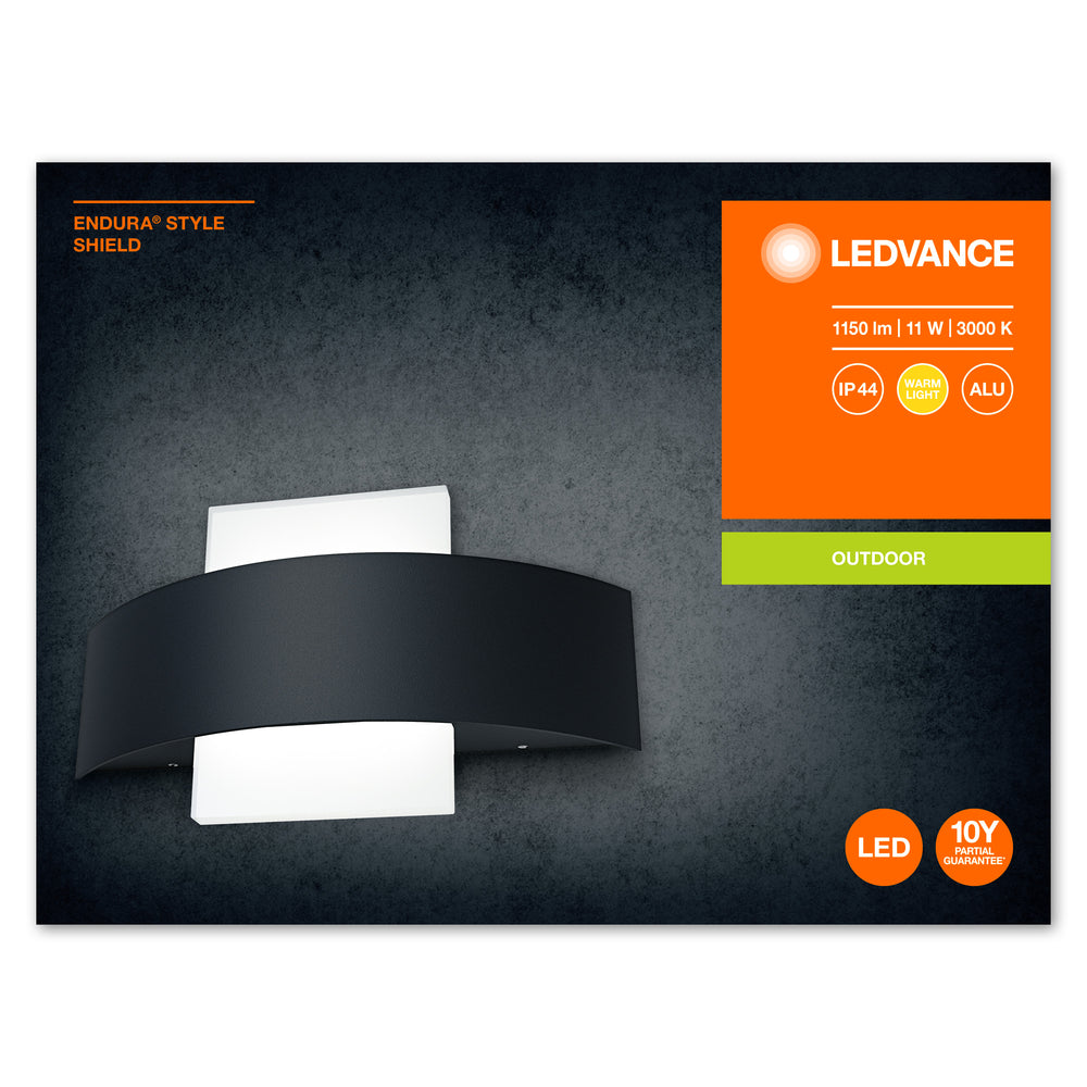 Ledvance ENDURA Style Shield Square LED Vägglampa 11W 3000K Mörkgrå IP44 IK05 Utomhus Ytmontering