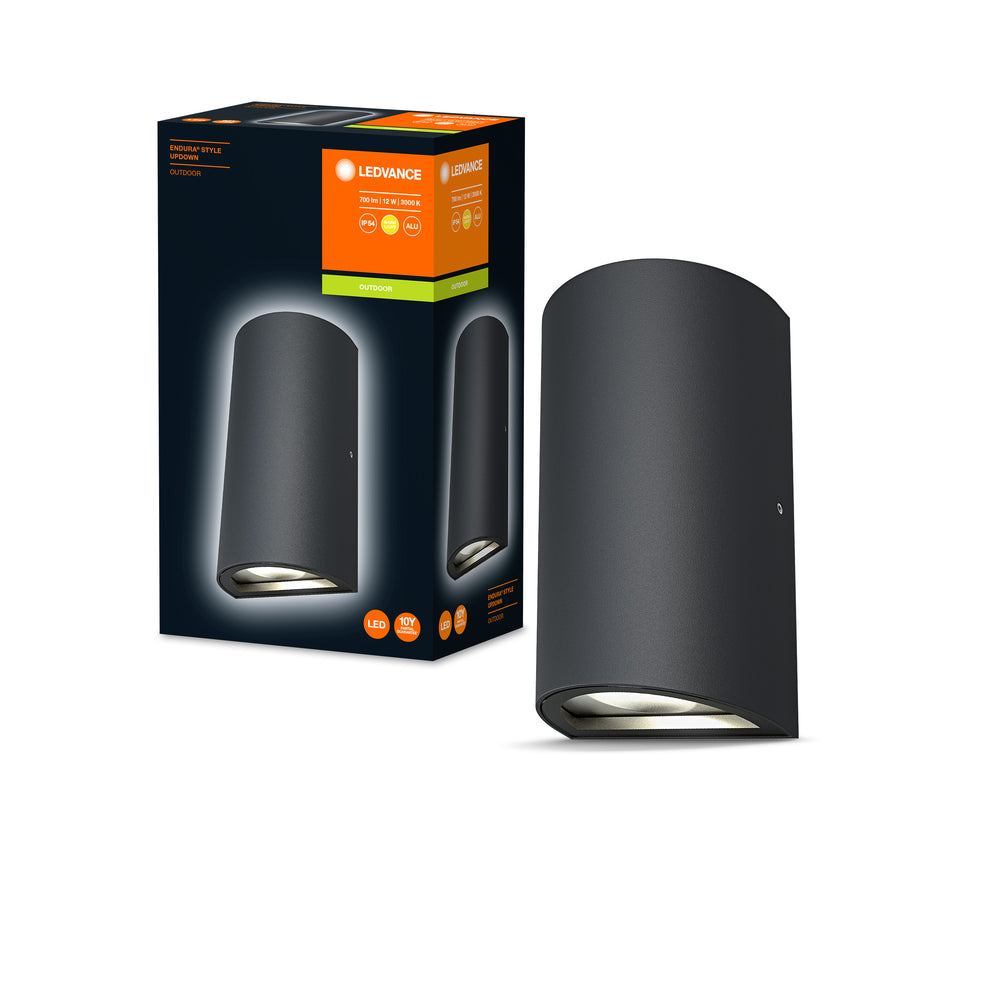 Ledvance ENDURA Style UpDown Utomhus LED Vägglampa 12W 3000K 700 lumen IP44 Mörkgrå Gjuten Aluminium
