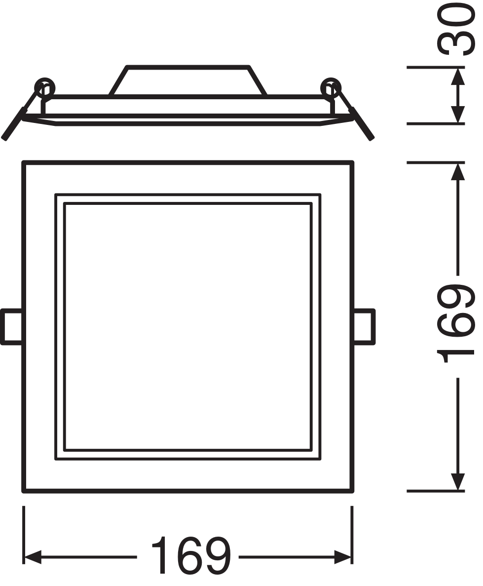 Ledvance LED Downlight Slim Square 12W 3000K Varmvit Infälld Tak IP20 1020 lumen Vit