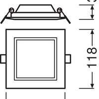 Ledvance LED Downlight Slim Square 6W 6500K Vit Infälld Takarmatur IP20 430 lumen 118x118mm