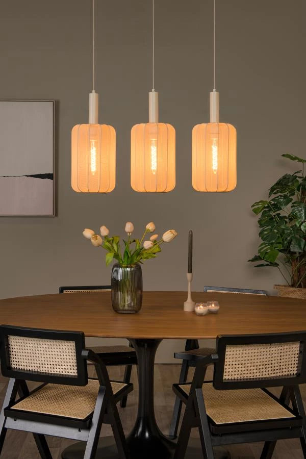 Lucide CORINA LED bordslampa, 3xE27, dimbar, justerbar textilskärm, 185cm kräm inomhusbelysning
