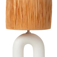 Lucide LED bordslampa Ronda med E27-sockel, rottingskärm, keramisk bas, 28x28x45cm Vit för inomhusbruk