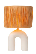 Lucide LED bordslampa Ronda med E27-sockel, rottingskärm, keramisk bas, 28x28x45cm Vit för inomhusbruk