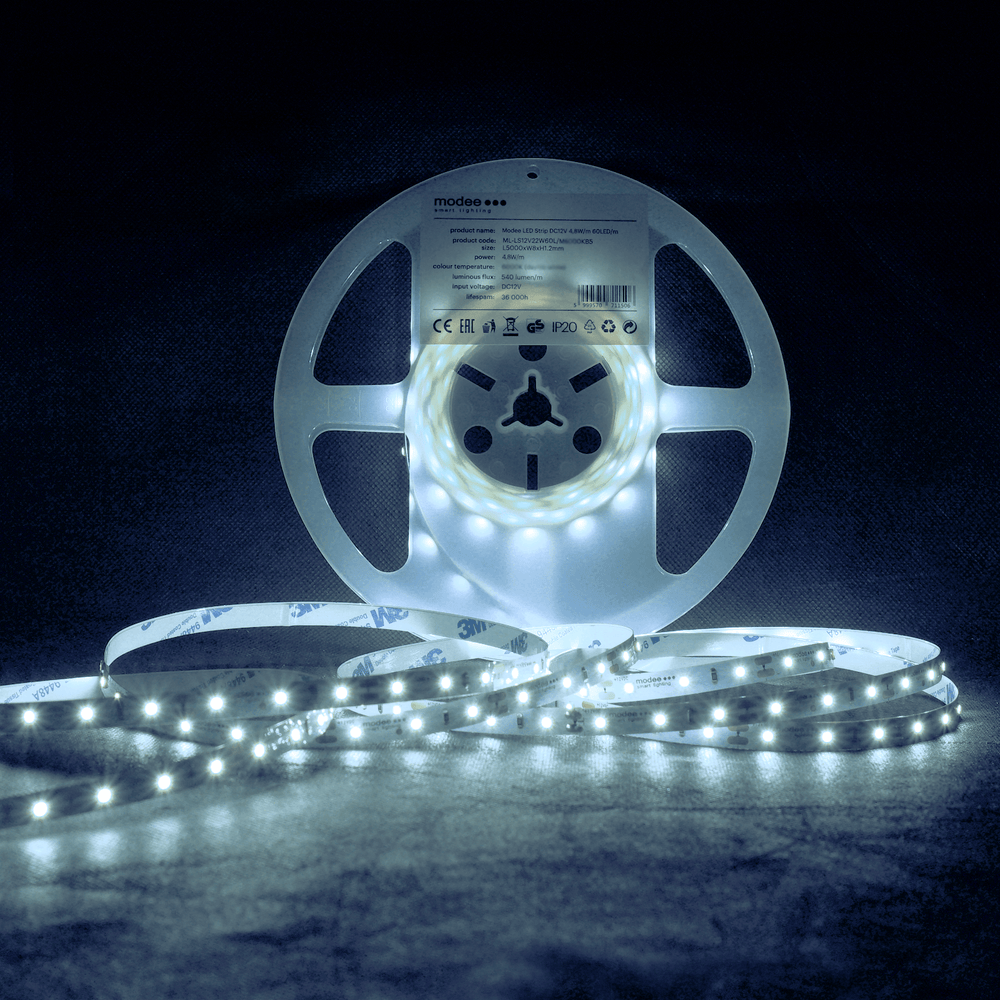 Modee LED Strip DC12V 4.8W/m 60LED/m 540 lumen IP20 6000K 90CRI 8mm bredd Smart Belysning