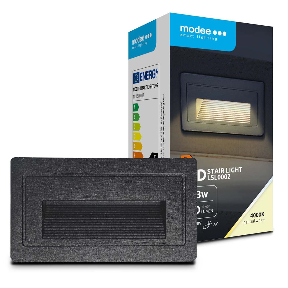 Modee LED trappbelysning 3W 210 lumen 4000K IP65 infälld 103x45x58mm