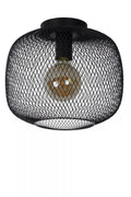 Lucide MESH ceiling light Ø30cm, E27 socket, metal cylinder design, matt black finish, IP20 indoor lighting