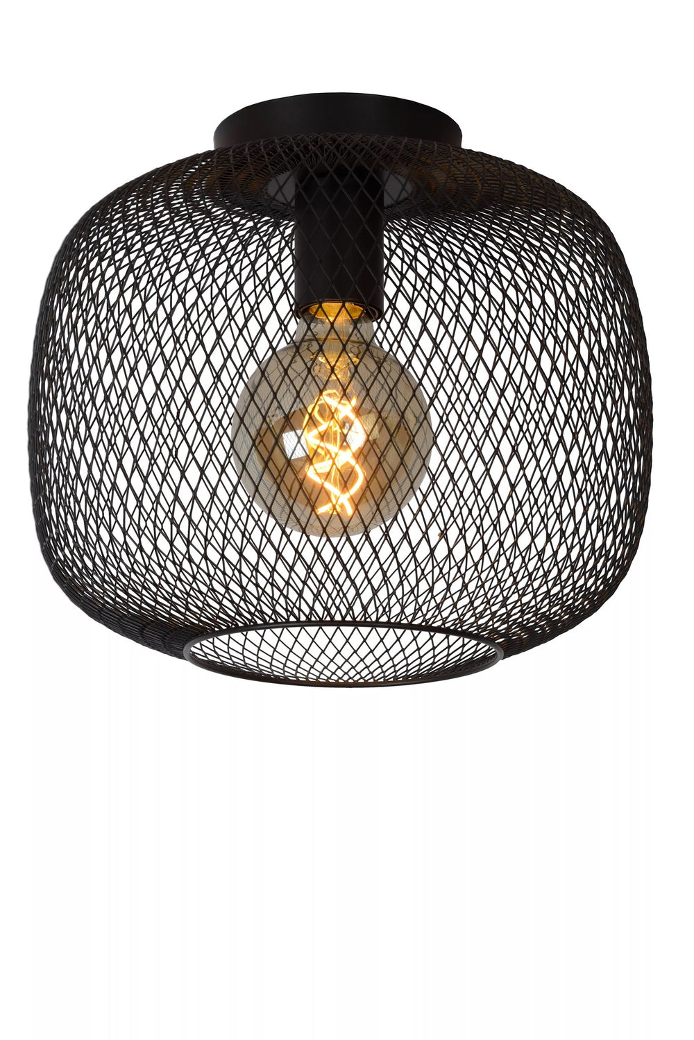 Lucide plafonniere MESH 30cm E27 sockel svart - Ø30cm modern taklampa med hållbar aluminium, IP20, CE-certifierad