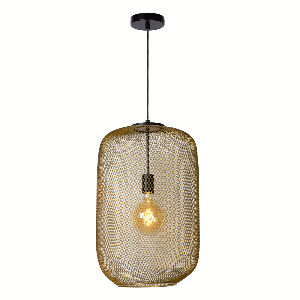 Lucide LED-hänglampa MESH Ø35cm E27 armatur, matt guld/mässing, modern taklampa