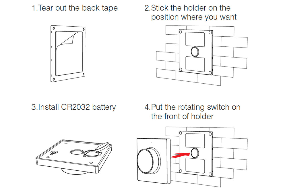 Mi-Light trådlös dimmer väggkontroll CCT vit 220-240V IP20