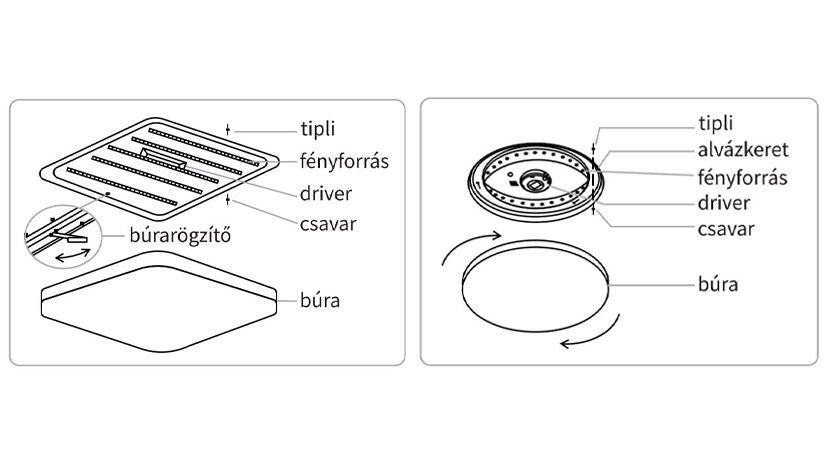 Modee tak LED-lampa 96W 3CCT dimbar 9120 lumen Ø510mm aluminium-plast IP20 frostat glas