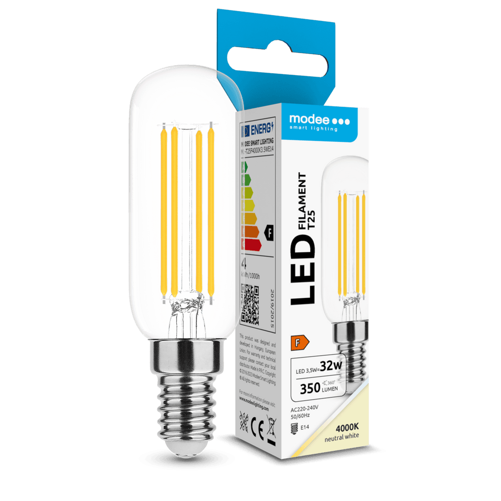 Modee Filament LED Tube T25 3.5W E14 4000K 350 lumens 360° Glass Bulb IP20 >80CRI