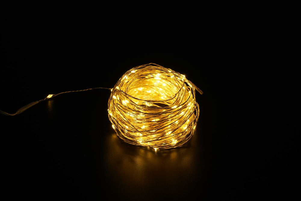 Modee LED julgransslinga 100 LED 5m koppartråd varmvit 3000K batteridriven IP20 inomhus