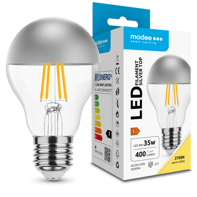 Modee LED Filamentlampa A60 E27 4W 2700K 400 lumen 320° Silver Topp Glas Ej dimbar