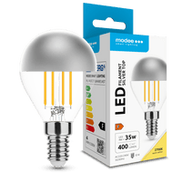 Modee LED filament bulb G45 Silver Top 4W E14 2700K 400 lumens 320° warm white glass chrome