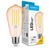 Modee LED filamentlampa ST64 Bärnsten 4W E27 1800K 360 lumen 320° ej dimbar glas