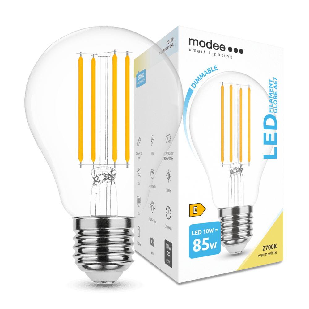 Modee LED Filament Globe A67 10W E27 2700K 1350 lumen dimbar 360° glödlampa i glas IP20