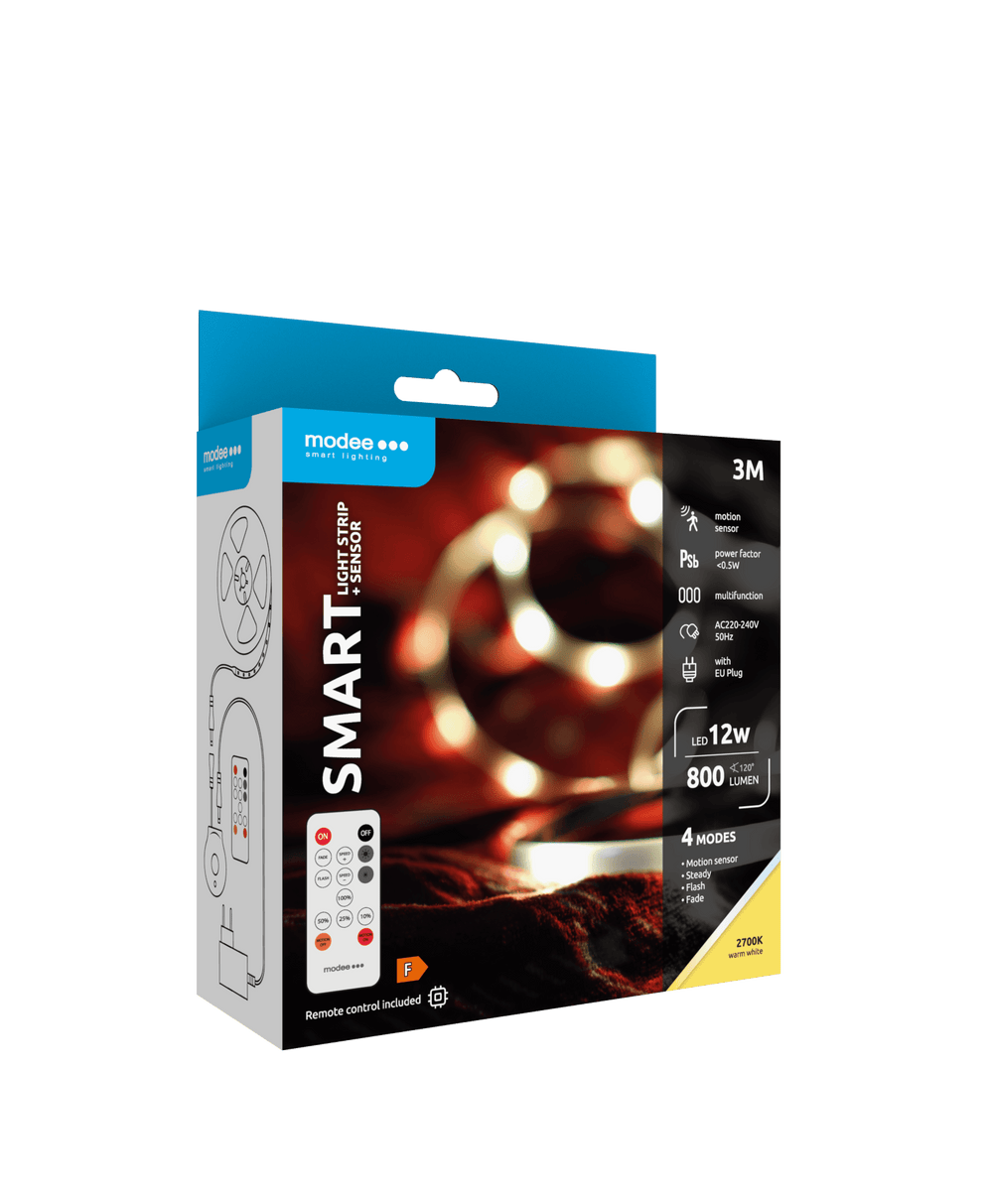 Modee LED Smart Strip 12W IP20 2700K 800 lumen 3M med fjärrkontroll och rörelsesensor