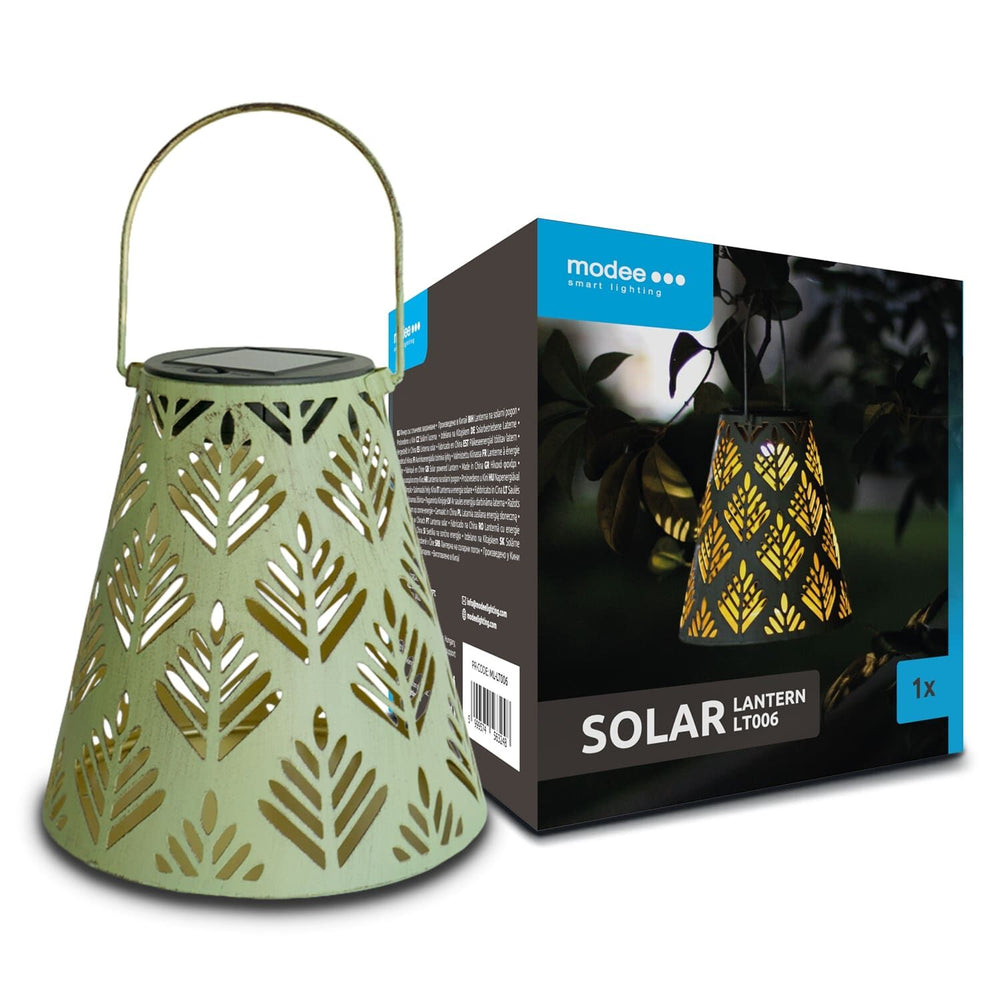 Modee LED Solcellslampa LT006, Metall Rund, 2800-3200K Varmt Ljus, IP44 Utomhus, Uppladdningsbart Batteri