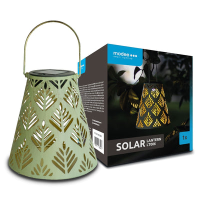 Modee LED Solcellslampa LT006, Metall Rund, 2800-3200K Varmt Ljus, IP44 Utomhus, Uppladdningsbart Batteri