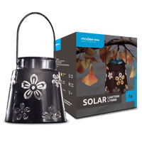 Modee LED Solcellslampa LT008, 2800-3200K Varmvit, IP44 Utomhus Metall Rund Svart, Uppladdningsbart Batteri